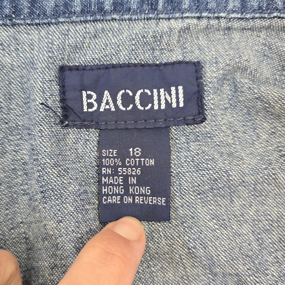 Baccini Star Patterned Denim Button Up Jacket Siz… - image 3